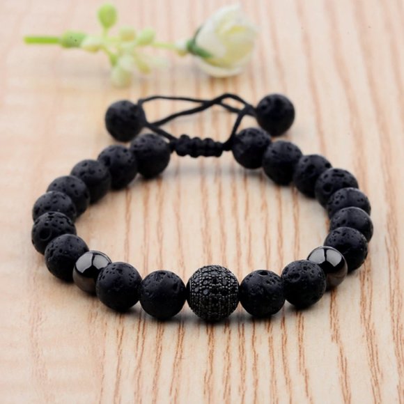Black Zircon Lava Stone Bracelet - Picture 3 of 3